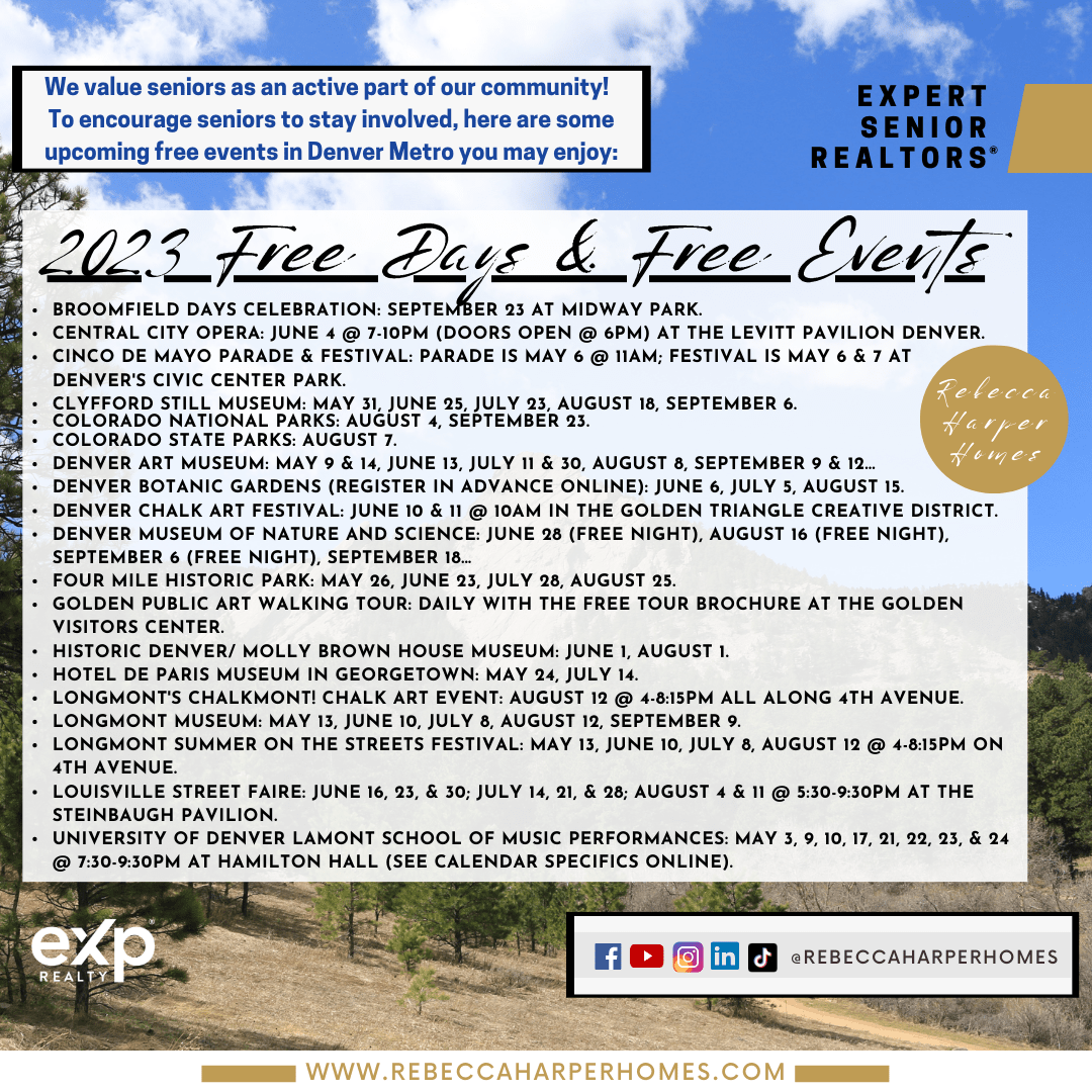 Some Upcoming 2023 Free Days in Denver Metro (May –&nbsp;September)!!!